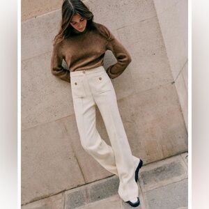 NWT SEZANE Dan Trousers 38 6 Ecru